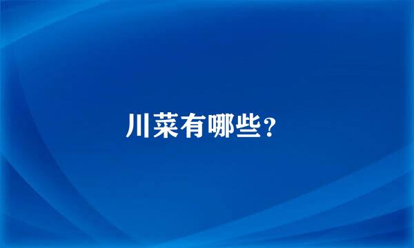 川菜有哪些？