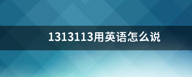 1313113用英语怎么说