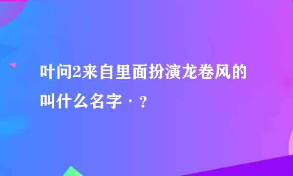 叶问2来自里面扮演龙卷风的叫什么名字·？