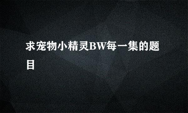 求宠物小精灵BW每一集的题目