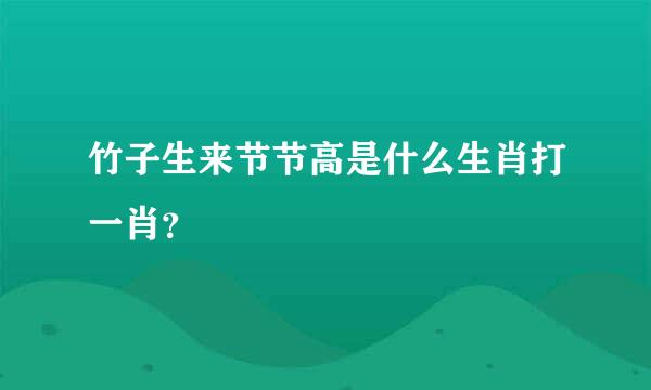竹子生来节节高是什么生肖打一肖？
